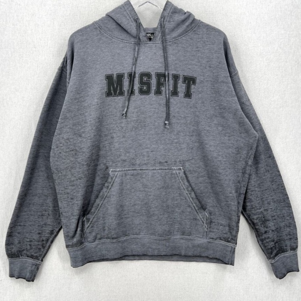 Signorelli MISFIT Grey Distressed Pullover Cotton Fleece Sweatshirt Med EUC